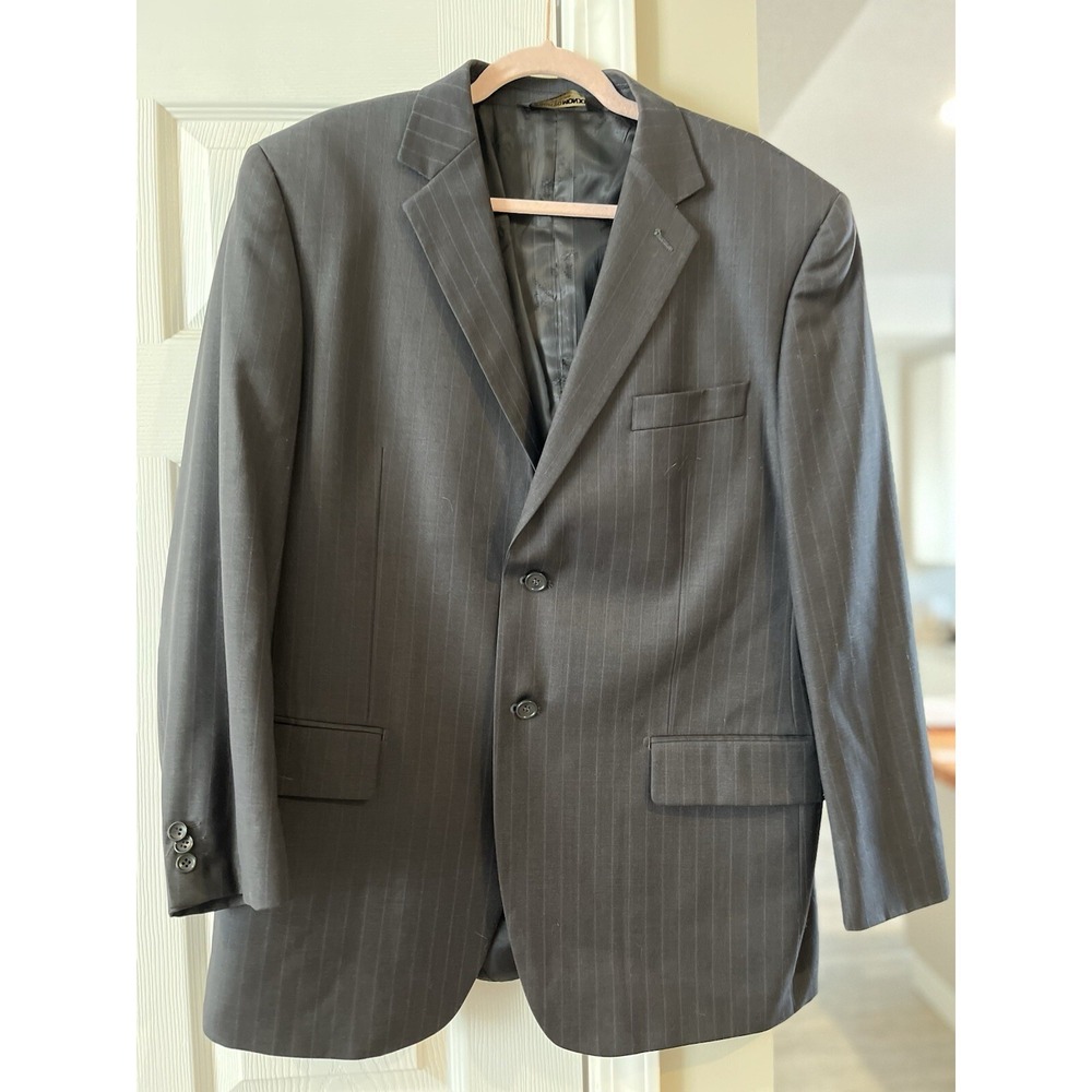 Pronto Mondo Blazer Made‎ In Italy Mens Black  W/purple Pinstripe Merino Wool